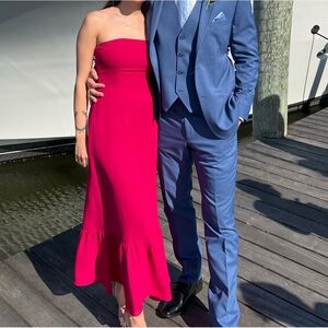 Reformation Hot Pink Strapless Midi Dress